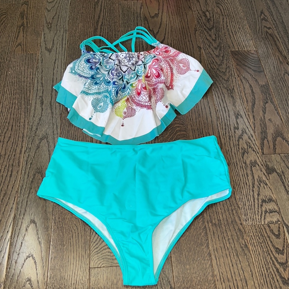 New! High-Waisted Tummy Control Bathing Suit - Large - Picture 2 of 6
